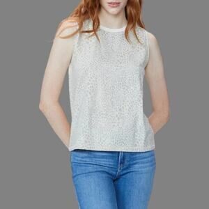 Paige Ryo Animal Print Stretch Cotton Tank Top Ecru Size Large NWOT $119 MSRP